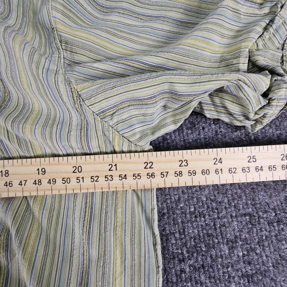 Tommy Bahama Shirt Mens Large Green Blue Striped 100%‎ Silk Short Sleeve Casual - Picture 4 of 7